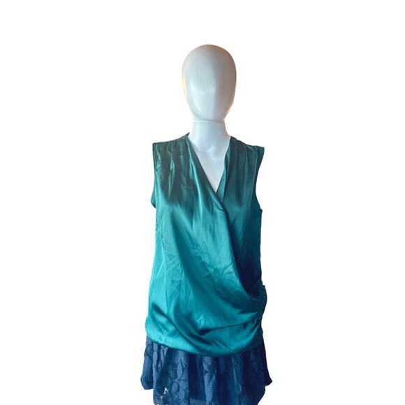 Emery Rose Teal Sleeveless Draped Blouse Women’s Medium - Picture 1 of 5